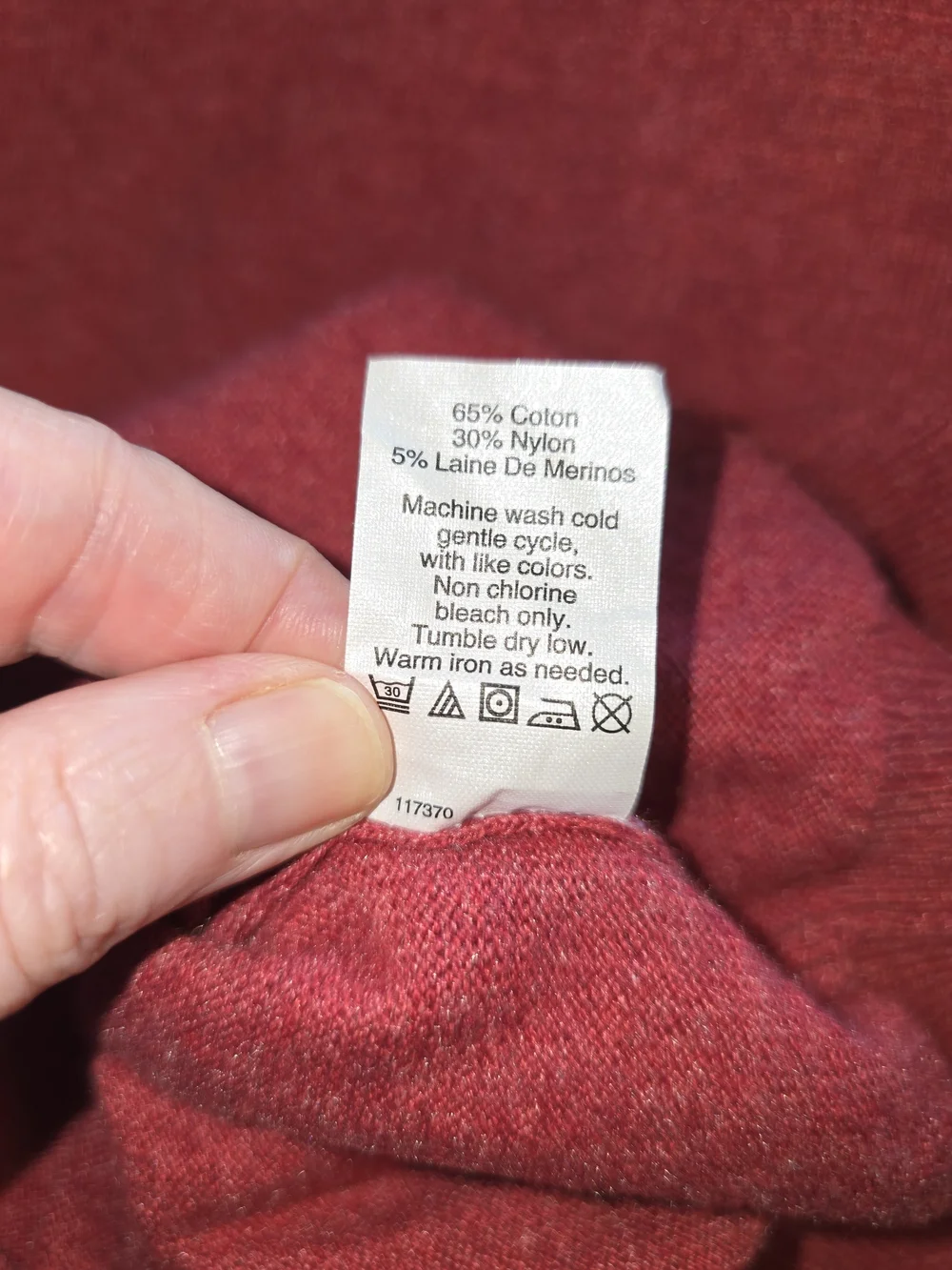 J. Crew Men’s Crewneck Merino Wool/Cotton Blend Sweater. Heathered Burgundy Red.